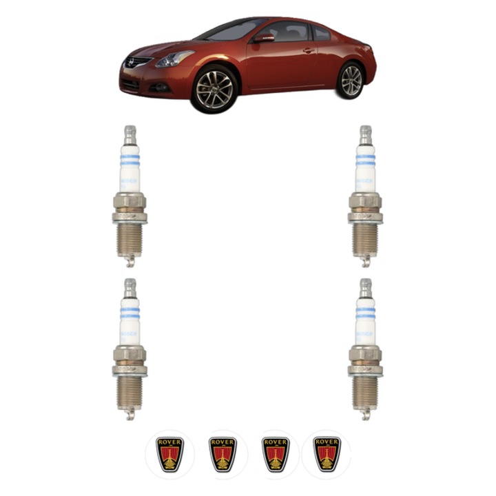 Set 4 Bujii Scanteie ROVER COUPE 1.6 16 V 111 CP din 1996 - 1999, bujie motor, Bosch, 4x Stickere auto cu ROVER