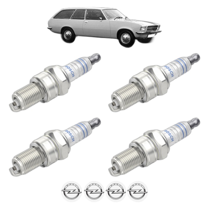 Set 4 Bujii Scanteie OPEL REKORD D Estate 1.7 S 83 CP din 1972 - 1975, bujie motor, Bosch, 4x Stickere auto cu OPEL