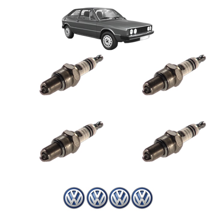 Set 4 Bujii Scanteie Volkswagen SCIROCCO (53) 1.6 75 CP din 1975 - 1979, bujie motor, Bosch, 4x Stickere auto cu Volkswagen