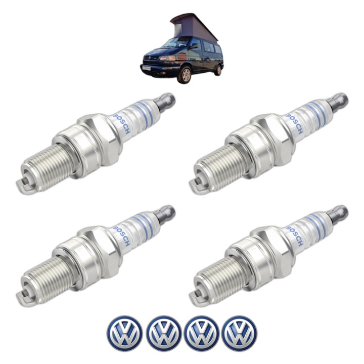 Set 4 Bujii Scanteie Volkswagen CALIFORNIA T4 Camper (7DJ, 7DK, 70J) 2.5 110 CP din 1998 - 2002, bujie motor, Bosch, 4x Stickere auto cu Volkswagen