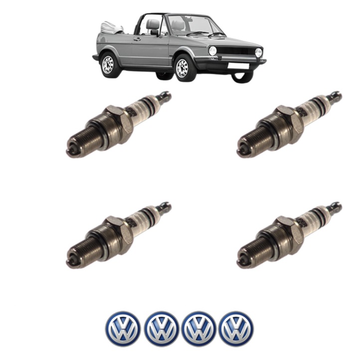 Set 4 Bujii Scanteie Volkswagen GOLF I Cabriolet (155) 1.8 98 CP din 1989 - 1993, bujie motor, Bosch, 4x Stickere auto cu Volkswagen