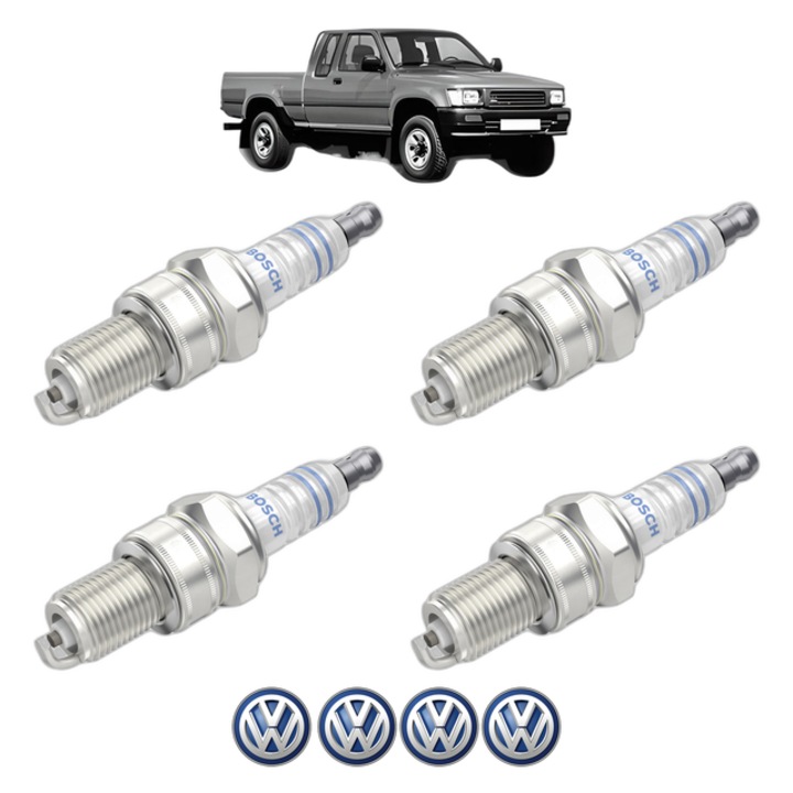 Set 4 Bujii Scanteie Volkswagen TARO 2.2 4x4 94 CP din 1989 - 1994, bujie motor, Bosch, 4x Stickere auto cu Volkswagen