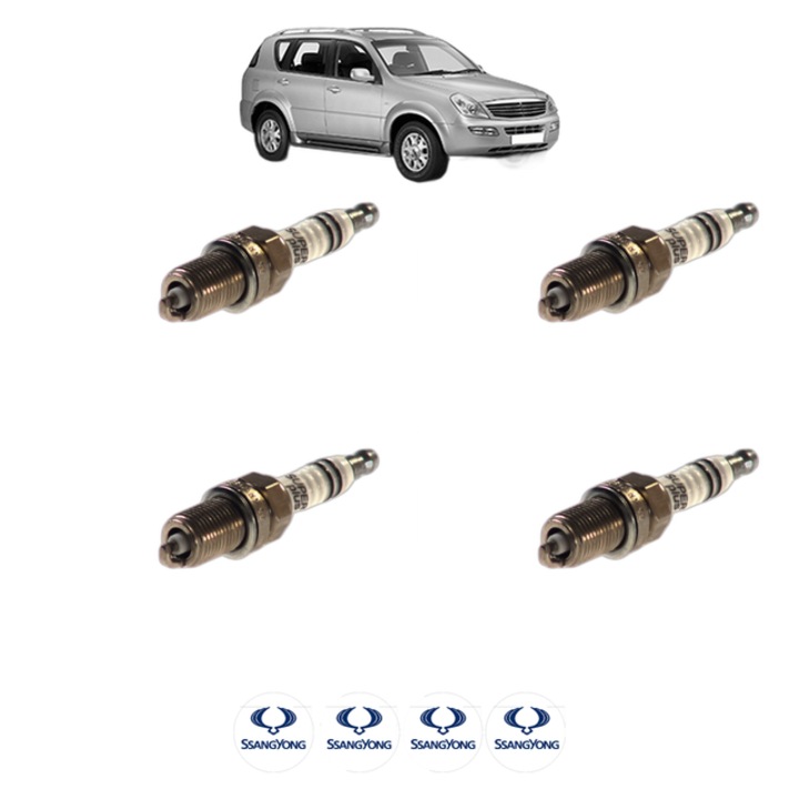 Set 4 Bujii Scanteie SSANGYONG REXTON / REXTON II (GAB_) 3.2 RX320 4x4 220 CP din 2002, bujie motor, Bosch, 4x Stickere auto cu SSANGYONG