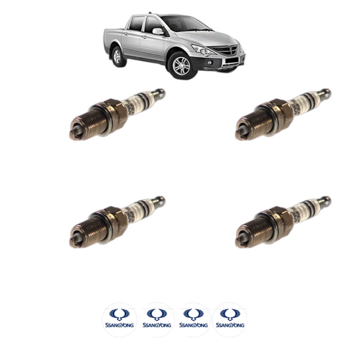 Set 4 Bujii Scanteie SSANGYONG ACTYON SPORTS I (QJ) 2.3 150 CP din 2011, bujie motor, Bosch, 4x Stickere auto cu SSANGYONG