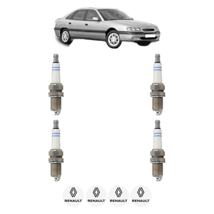 Set 4 Bujii Scanteie RENAULT SAFRANE II (B54_) 3.0 V6 (B54M) 167 CP din 1996 - 2000, bujie motor, Bosch, 4x Stickere auto cu RENAULT
