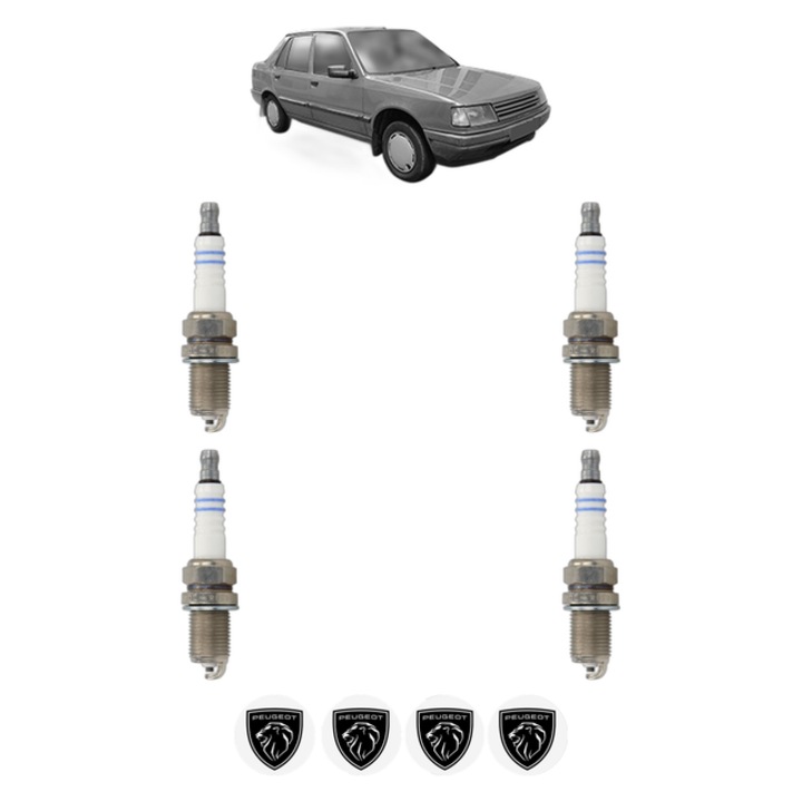 Set 4 Bujii Scanteie PEUGEOT 309 Hatchback Van (10S, 3S) 1.1 54 CP din 1989 - 1991, bujie motor, Bosch, 4x Stickere auto cu PEUGEOT