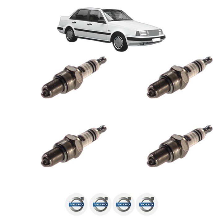 Set 4 Bujii Scanteie VOLVO 460 (464) 1.7 Turbo 120 CP din 1989 - 1996, bujie motor, Bosch, 4x Stickere auto cu VOLVO