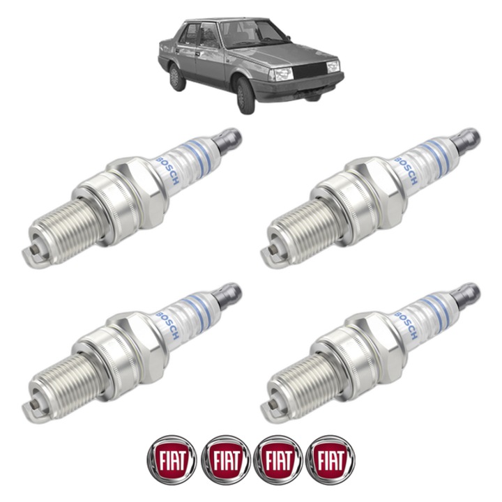 Set 4 Bujii Scanteie FIAT REGATA (138_) 70 1.3 68 CP din 1983 - 1986, bujie motor, Bosch, 4x Stickere auto cu FIAT