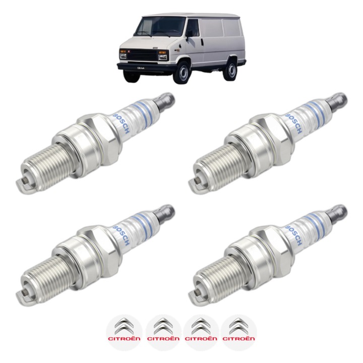 Set 4 Bujii Scanteie CITROEN C25 Van (280_, 290_) 2.0 78 CP din 1981 - 1986, bujie motor, Bosch, 4x Stickere auto cu CITROEN