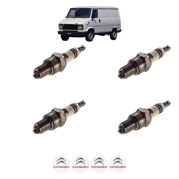 Set 4 Bujii Scanteie CITROEN C25 Van (280_, 290_) 2.0 84 CP din 1991 - 1994, bujie motor, Bosch, 4x Stickere auto cu CITROEN