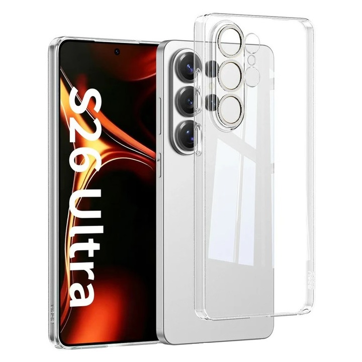 Husa protectie compatibila cu Samsung S26 Ultra din silicon transparent, Slim, perfect fit, anti alunecare, protectie camera, ISAG