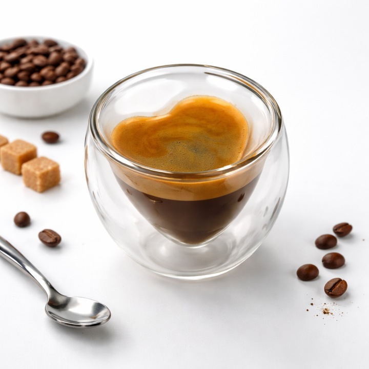 Чаша от боросиликатно стъкло с двойна стена във формата на сърце, 180 мл, термоустойчива, прозрачен романтичен дизайн, за кафе и чай