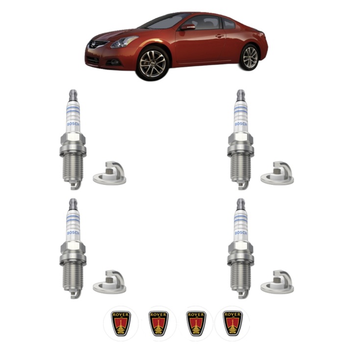 Set 4 Bujii Scanteie ROVER COUPE 1.6 16 V 111 CP din 1996 - 1999, bujie motor, Bosch, 4x Stickere auto cu ROVER