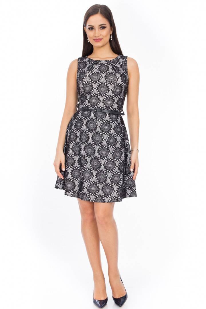 Rochie negru/alb, ROH, cu dantela, L
