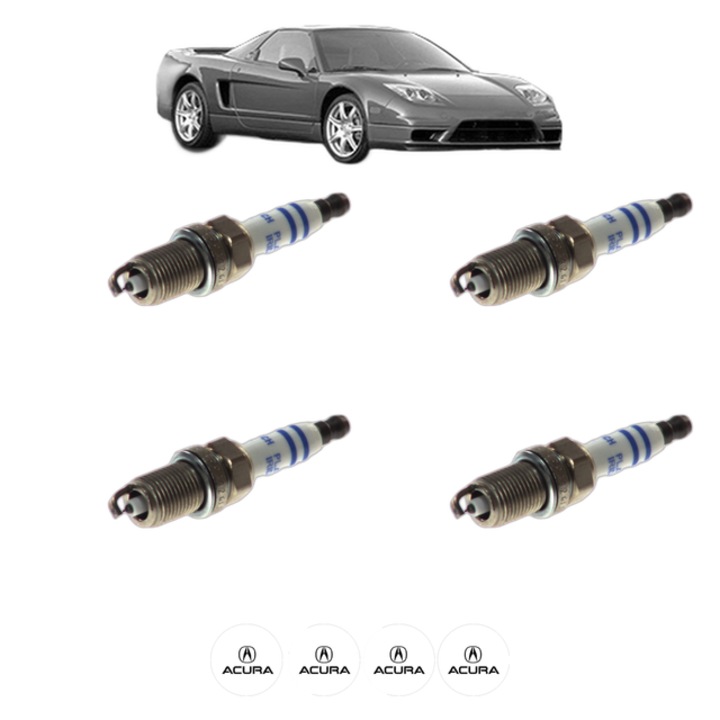 Set 4 Bujii Scanteie ACURA NSX 3.2 280 CP din 1997 - 2005, bujie motor, Bosch, 4x Stickere auto cu ACURA