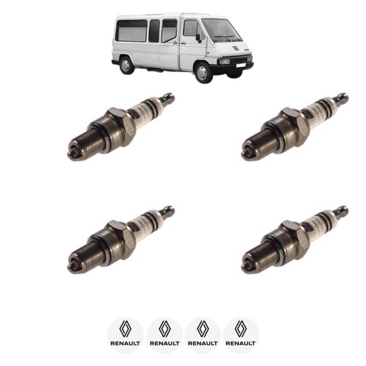 Set 4 Bujii Scanteie RENAULT MASTER I Bus (T__) 28-35 2.0 80 CP din 1980 - 1986, bujie motor, Bosch, 4x Stickere auto cu RENAULT