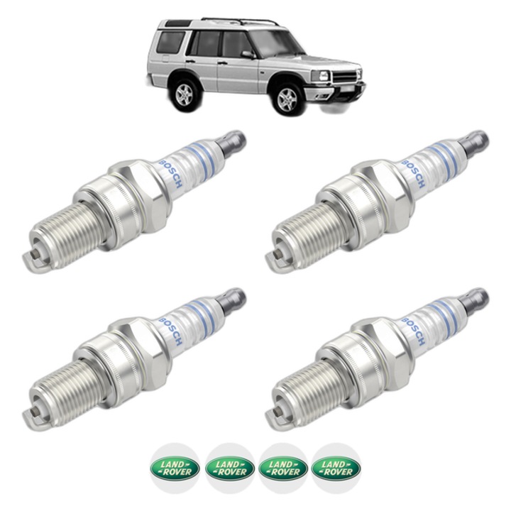 Set 4 Bujii Scanteie LAND ROVER DISCOVERY I (LJ) 4.0 4x4 182 CP din 1993 - 1998, bujie motor, Bosch, 4x Stickere auto cu LAND ROVER
