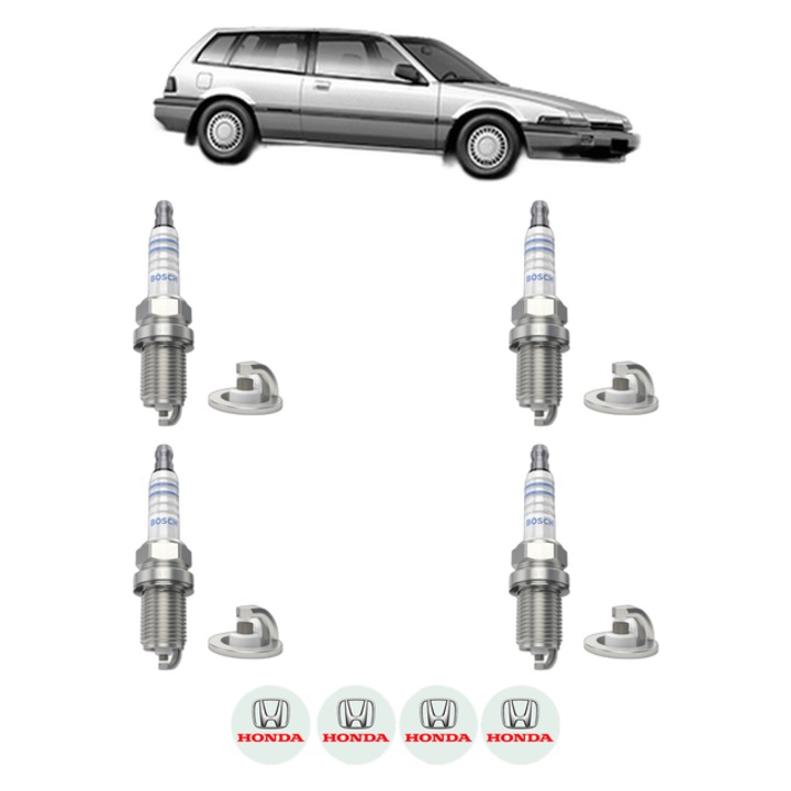 Set 4 Bujii Scanteie HONDA ACCORD III Aerodeck (CA) 2.0 137 CP din 1986 - 1986, bujie motor, Bosch, 4x Stickere auto cu HONDA