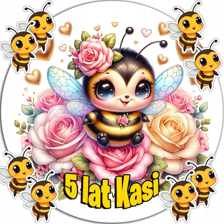 Vafa de tort 20cm, WORLD CASE, set decorare aniversara, comestibila, albina