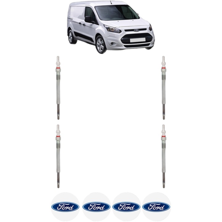 Set 4 Bujii Incandescente FORD TRANSIT CONNECT V408 Box Body/MPV 1.5 TDCi CP 120 din 2015, Bujie motor, Bosch, 4x Stickere auto cu FORD