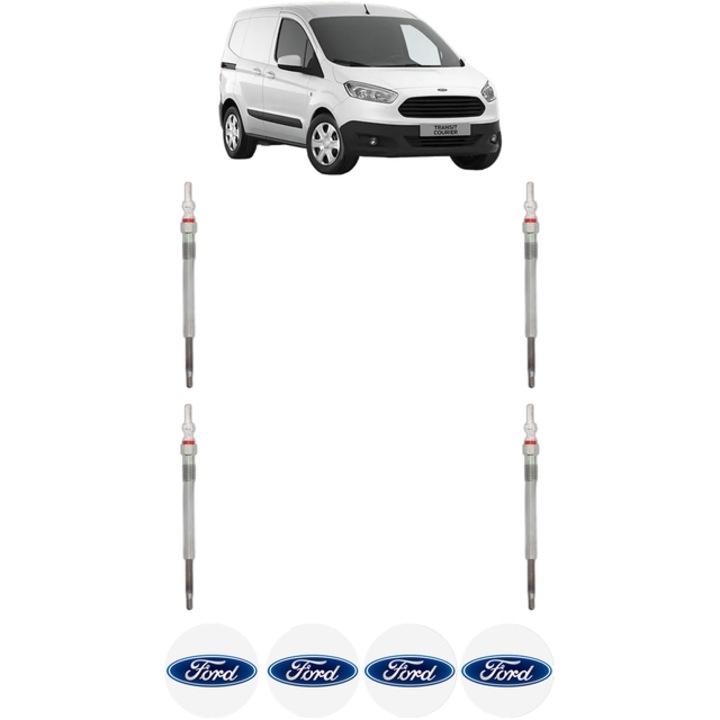 Set 4 Bujii Incandescente FORD TRANSIT COURIER B460 Box Body/MPV 1.5 TDCi CP 75 din 2014-2023, Bujie motor, Bosch, 4x Stickere auto cu FORD