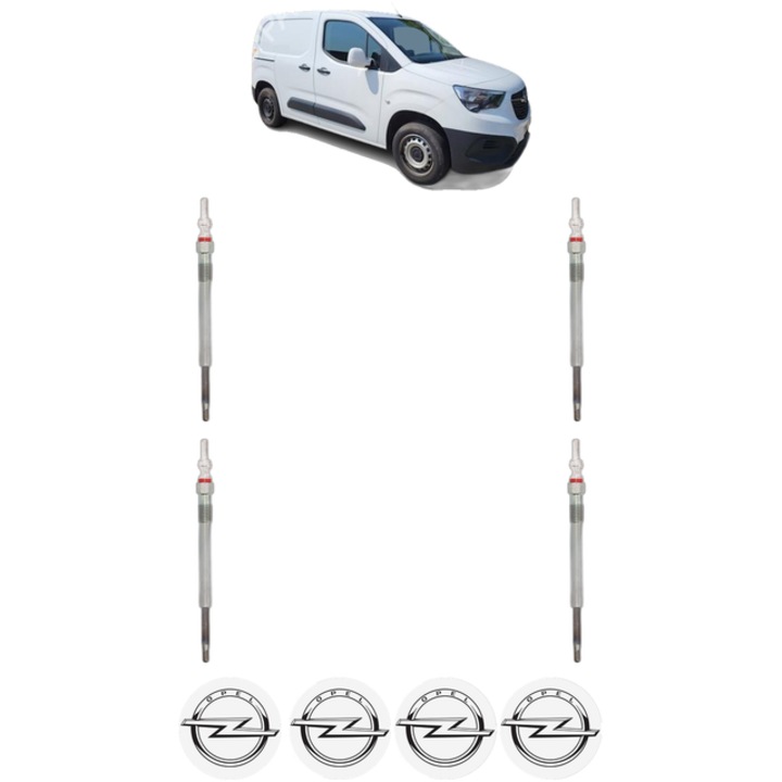 Set 4 Bujii Incandescente OPEL COMBO Box Body/MPV (K9) 1.6 D CP 75 din 2018-2021, Bujie motor, Bosch, 4x Stickere auto cu OPEL