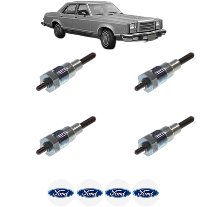 Set 4 Bujii Incandescente FORD GRANADA II (GU) 1.9 D CP 54 din 1977-1982, Bujie motor, Bosch, 4x Stickere auto cu FORD