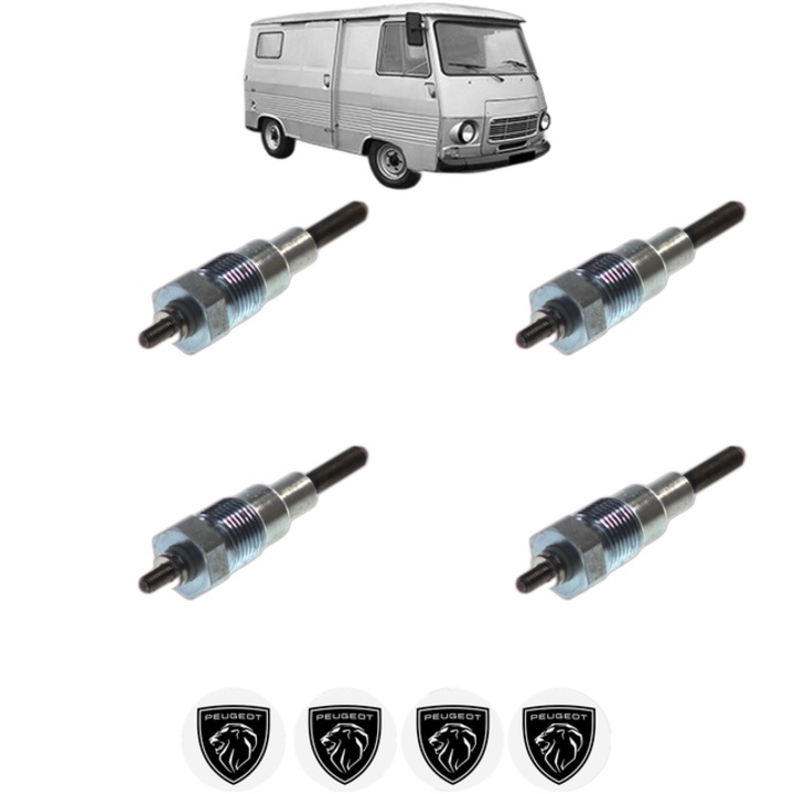 Set 4 Bujii Incandescente PEUGEOT J7 Van 1.9 D CP 55 din 1968-1978, Bujie motor, Bosch, 4x Stickere auto cu PEUGEOT