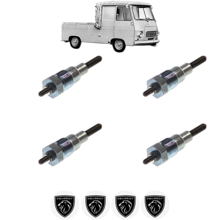 Set 4 Bujii Incandescente PEUGEOT J7 Platform/Chassis 1.9 D CP 55 din 1968-1978, Bujie motor, Bosch, 4x Stickere auto cu PEUGEOT