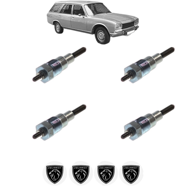 Set 4 Bujii Incandescente PEUGEOT 504 Break (D_, F_) 2.3 D (D40, F40) CP 69 din 1975-1986, Bujie motor, Bosch, 4x Stickere auto cu PEUGEOT