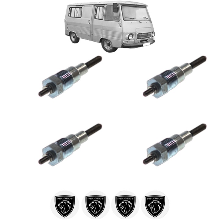 Set 4 Bujii Incandescente PEUGEOT J7 Bus 2.1 D CP 57 din 1968-1977, Bujie motor, Bosch, 4x Stickere auto cu PEUGEOT