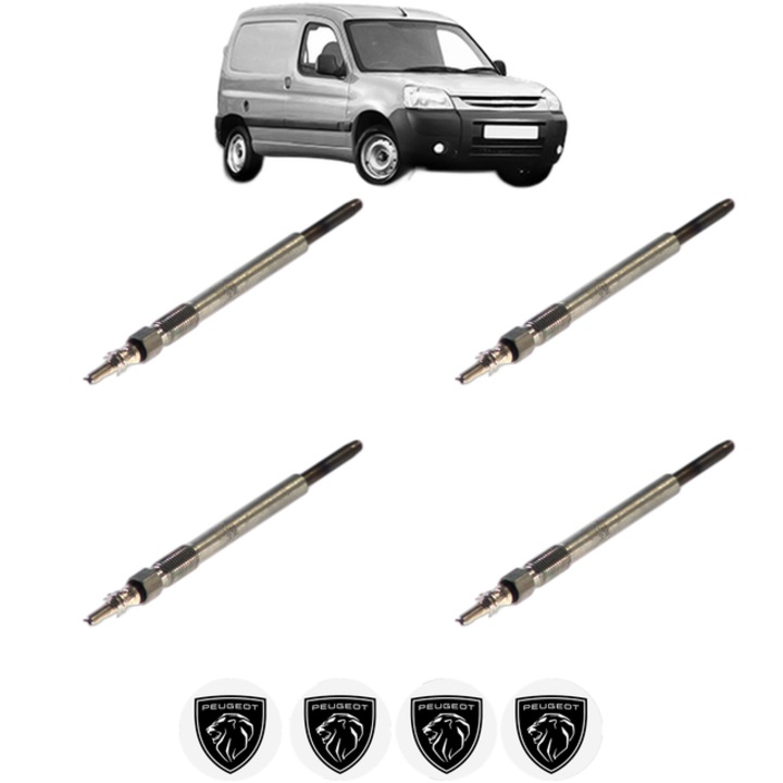 Set 4 Bujii Incandescente PEUGEOT PARTNER Box Body/MPV 1.6 HDi 16V CP 90 din 2008, Bujie motor, Bosch, 4x Stickere auto cu PEUGEOT