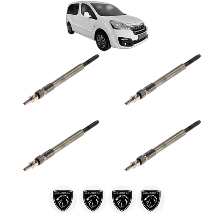 Set 4 Bujii Incandescente PEUGEOT PARTNER ORIGIN Box Body/MPV (G_) 1.6 HDi 75 CP 75 din 2008-2015, Bujie motor, Bosch, 4x Stickere auto cu PEUGEOT