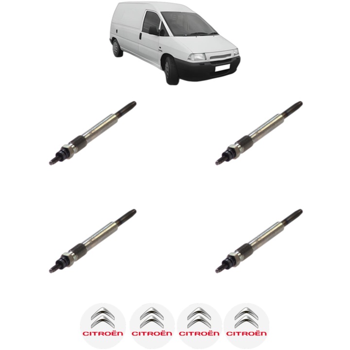 Set 4 Bujii Incandescente CITROEN JUMPY I Van (BS_, BT_, BY_, BZ_) 2.0 HDi 110 CP 109 din 2002-2006, Bujie motor, Bosch, 4x Stickere auto cu CITROEN