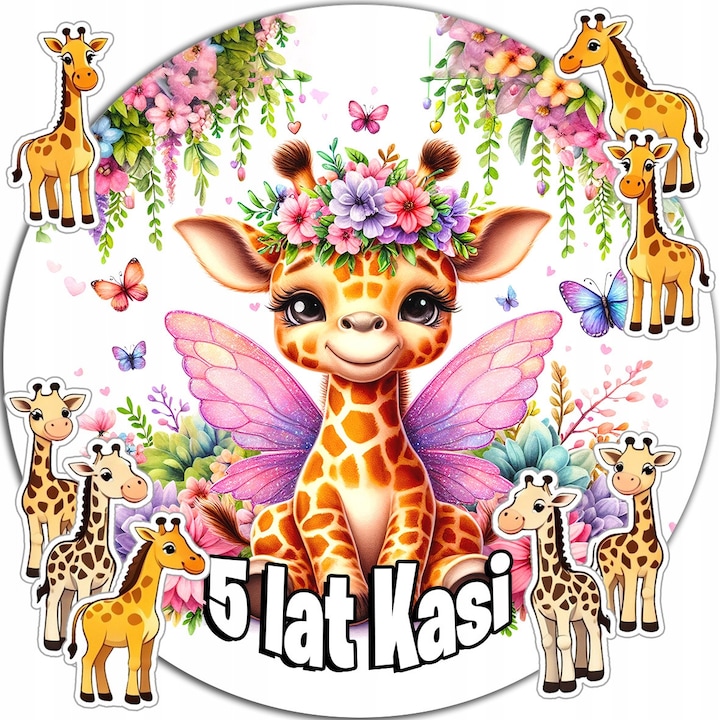 Вафла за торта 20см, WORLD CASE, комплект за рожден ден животни, ядлива, персонализирана