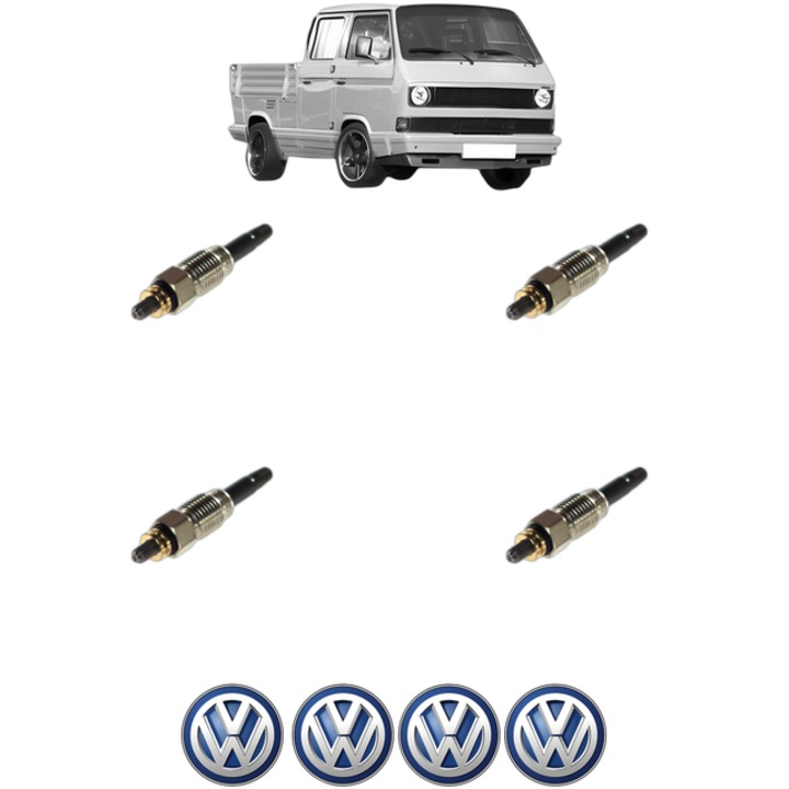 Set 4 Bujii Incandescente Volkswagen TRANSPORTER T3 Platform/Chassis (24_) 1.6 TD Syncro CP 69 din 1986-1992, Bujie motor, Bosch, 4x Stickere auto cu Volkswagen