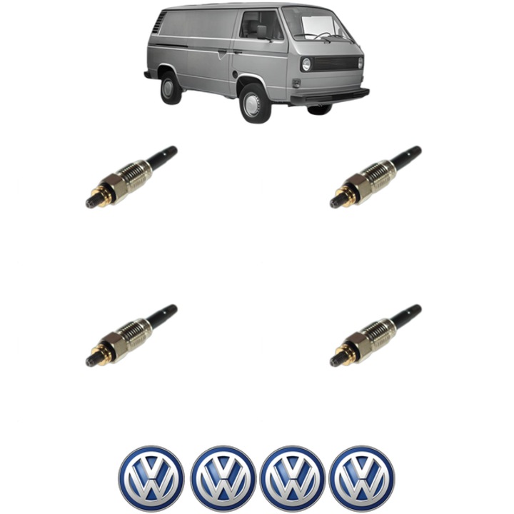 Set 4 Bujii Incandescente Volkswagen TRANSPORTER T3 Van (24_, 25_) 1.7 D CP 57 din 1984-1992, Bujie motor, Bosch, 4x Stickere auto cu Volkswagen