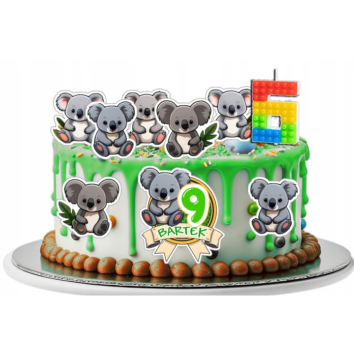 Комплект ядливи вафли за торта, WORLD CASE, животни коала, 10 бр., 7-10 см
