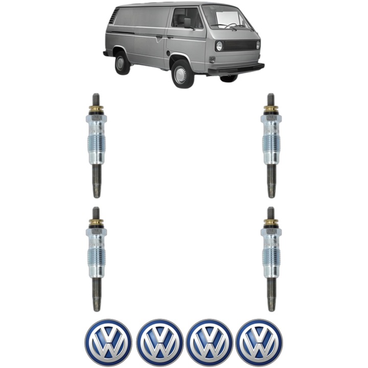 Set 4 Bujii Incandescente Volkswagen TRANSPORTER T3 Van (24_, 25_) 1.6 TD CP 69 din 1984-1992, Bujie motor, Bosch, 4x Stickere auto cu Volkswagen