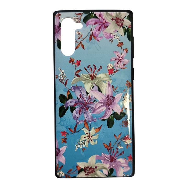 Husa compatibila cu Samsung Galaxy Note10, Carcasa din silicon, Design Crini, Multicolor