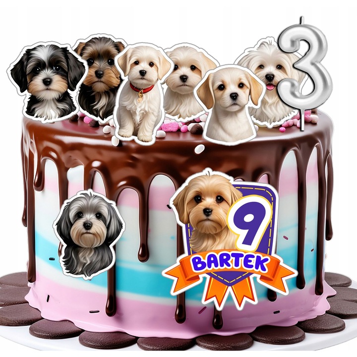 КОМПЛЕКТ НАПОЛИТАНСКИ БУКВИ ЗА ТОРТА ЗА РОЖДЕН ДЕН - КУЧЕ МАЛТЕЗЕР + ИМЕ