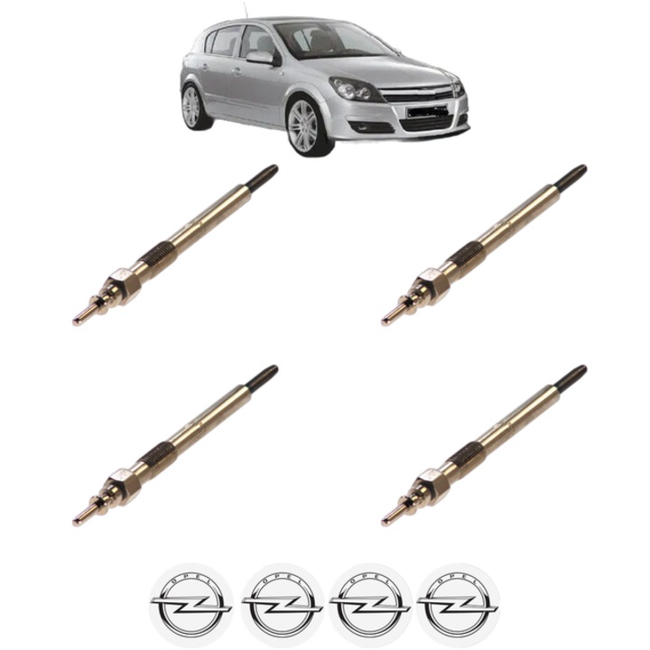 Set 4 Bujii Incandescente OPEL ASTRA H (A04) 1.7 CDTI (L48) CP 110 din 2007-2014, Bujie motor, Bosch, 4x Stickere auto cu OPEL
