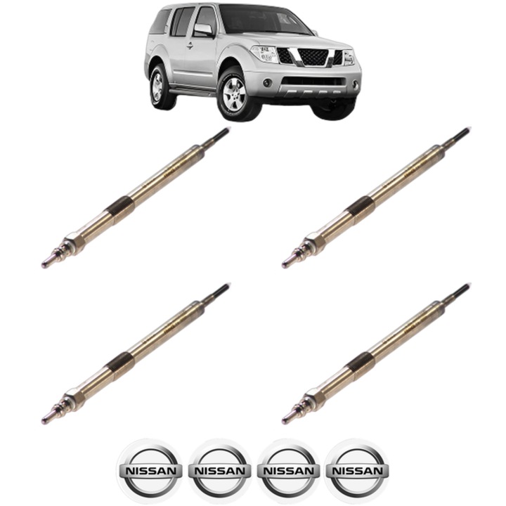 Set 4 Bujii Incandescente NISSAN PATHFINDER III (R51) 2.5 dCi 4WD CP 163 din 2005, Bujie motor, Bosch, 4x Stickere auto cu NISSAN