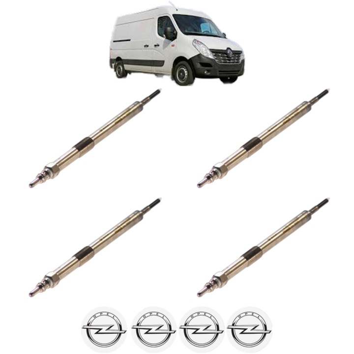 Set 4 Bujii Incandescente OPEL MOVANO B Van (X62) 2.3 CDTI FWD (FV) CP 125 din 2010, Bujie motor, Bosch, 4x Stickere auto cu OPEL