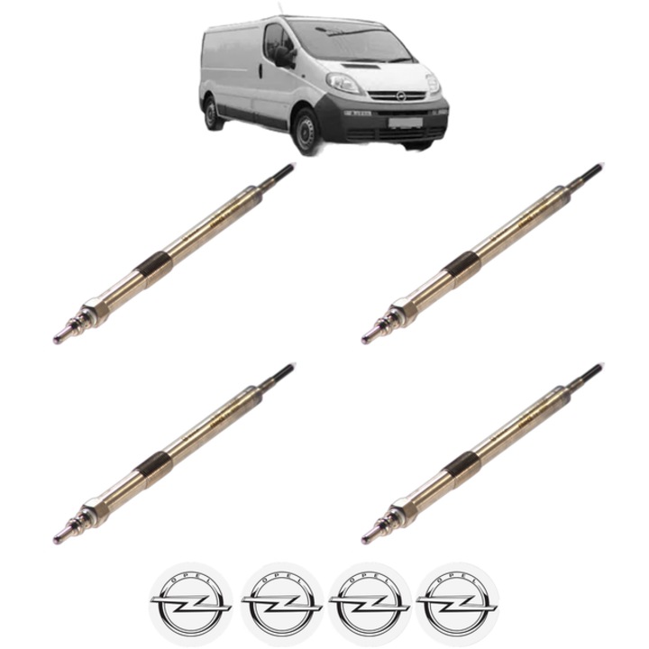 Set 4 Bujii Incandescente OPEL VIVARO A Van (X83) 2.0 CDTI (F7) CP 114 din 2006-2014, Bujie motor, Bosch, 4x Stickere auto cu OPEL