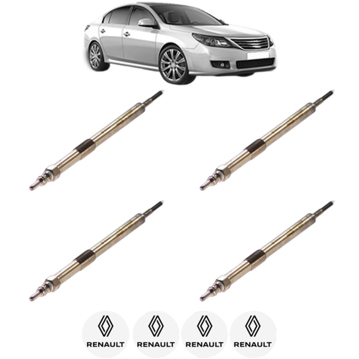 Set 4 Bujii Incandescente RENAULT LATITUDE (L70_) 2.0 dCi 150 (L70H) CP 150 din 2011, Bujie motor, Bosch, 4x Stickere auto cu RENAULT