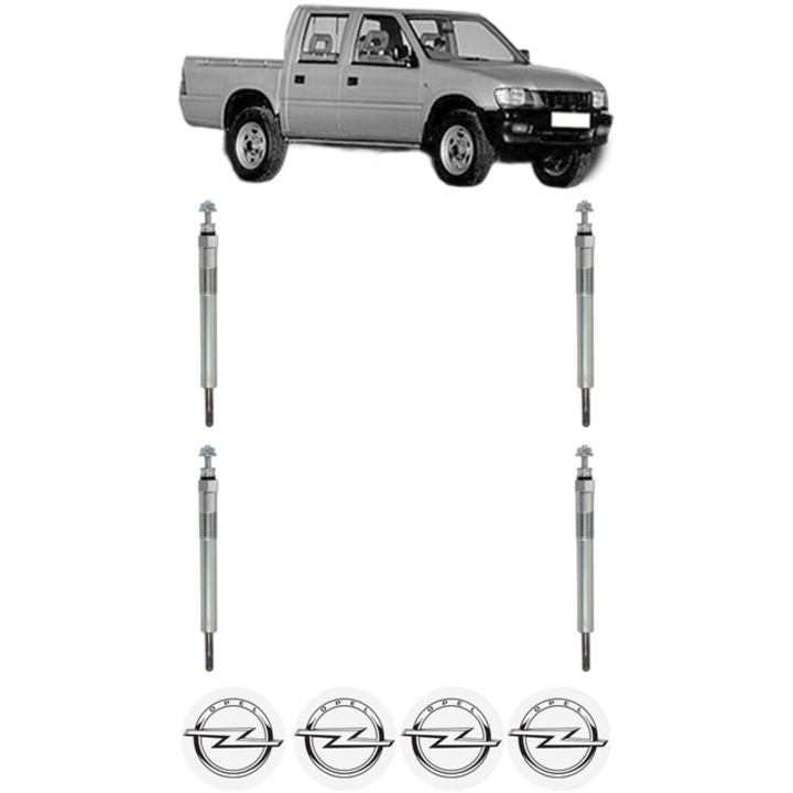 Set 4 Bujii Incandescente OPEL CAMPO (TF0, TF1) 2.5 D (TFR54) CP 76 din 1991-1994, Bujie motor, Bosch, 4x Stickere auto cu OPEL
