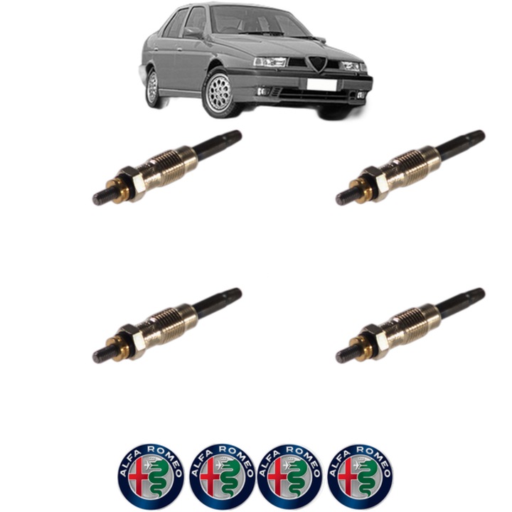Set 4 Bujii Incandescente ALFA ROMEO 155 (167_) 1.9 TD (167.A3B, 167.A3) CP 90 din 1993-1997, Bujie motor, Bosch, 4x Stickere auto cu ALFA ROMEO