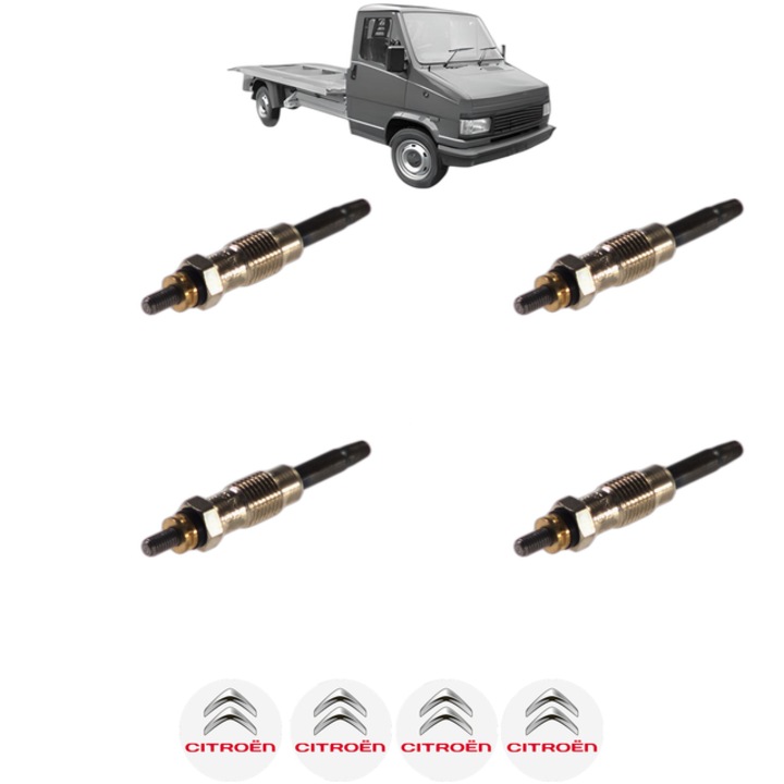 Set 4 Bujii Incandescente CITROEN C25 Platform/Chassis (280_, 290_) 2.5 D CP 75 din 1983-1994, Bujie motor, Bosch, 4x Stickere auto cu CITROEN