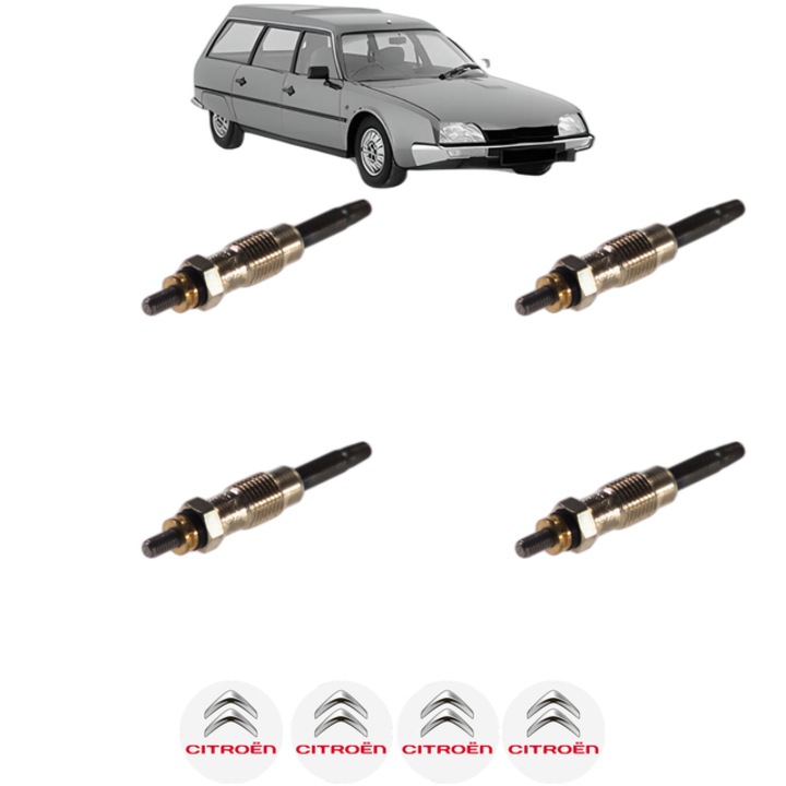 Set 4 Bujii Incandescente CITROEN CX II Break 25 D CP 73 din 1986-1992, Bujie motor, Bosch, 4x Stickere auto cu CITROEN